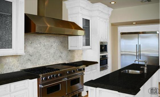 Black Granite Countertops The Royal, White Kitchen With Black Granite Countertops