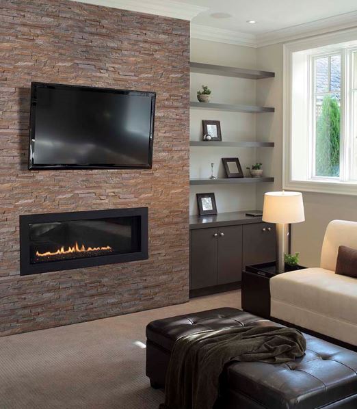 Fireplace With Natural Stone Ledger Panels, Ledger Stone Fireplace Pictures