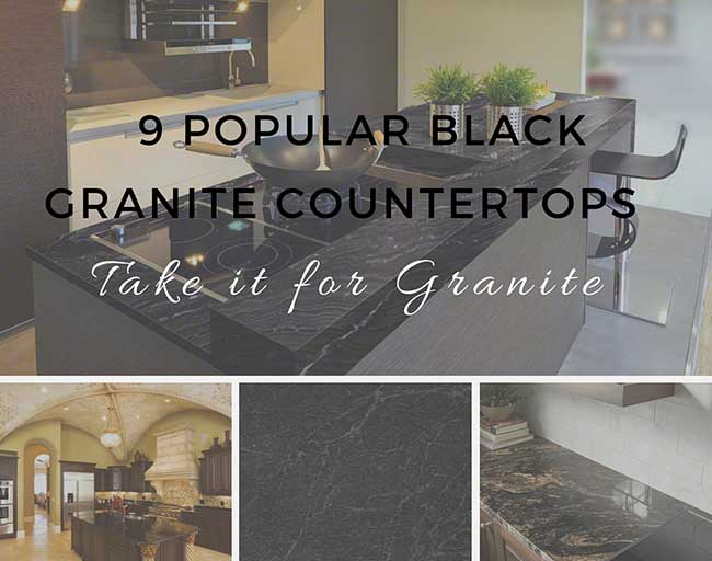 9 Popular Black Granite Countertops, Black Pebble Tile Countertops