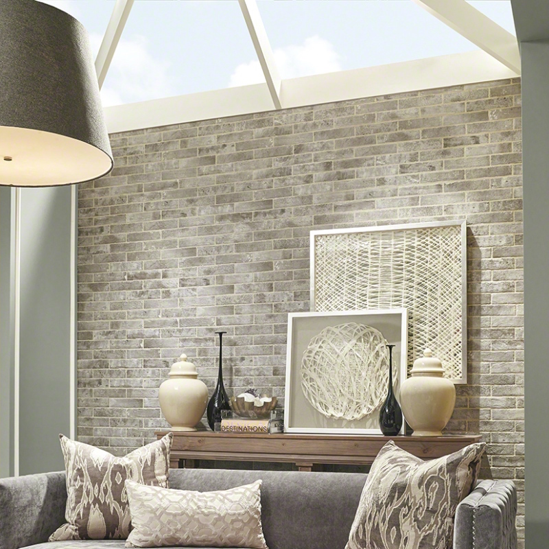 Capella Taupe Brick Porcelain Tile Living Room Scene Msi 