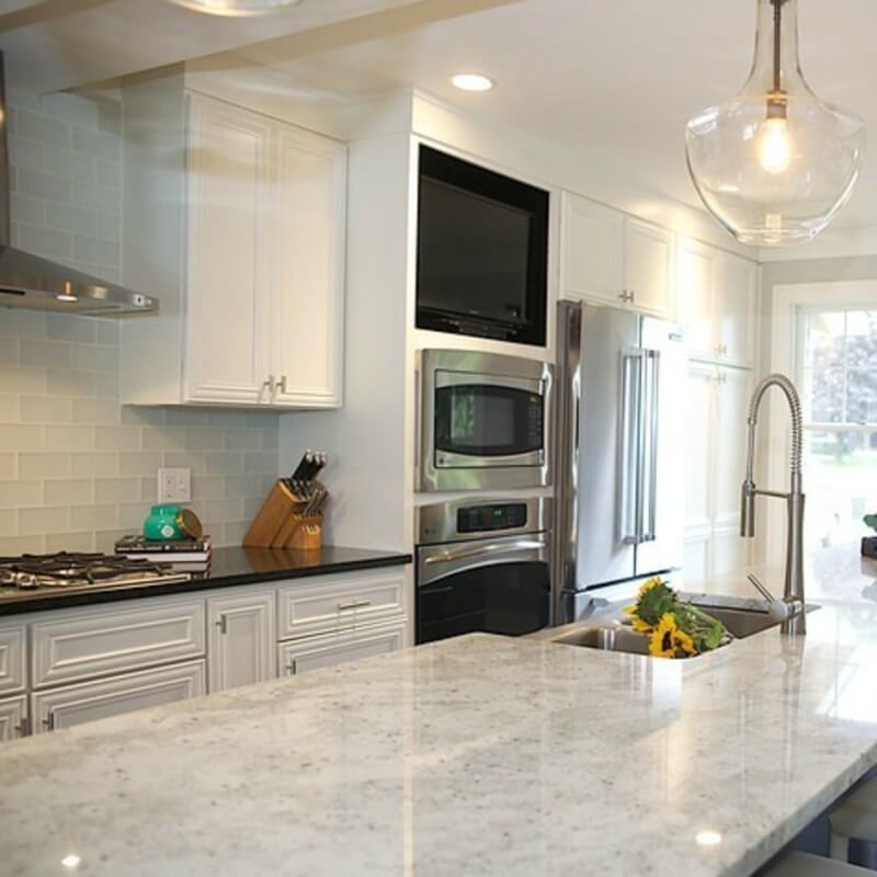 bianco romano granite in cream kitchen