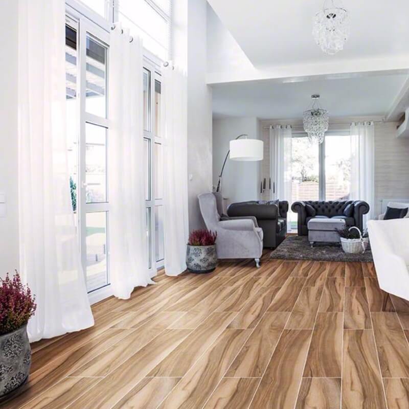 wood and tile flooring