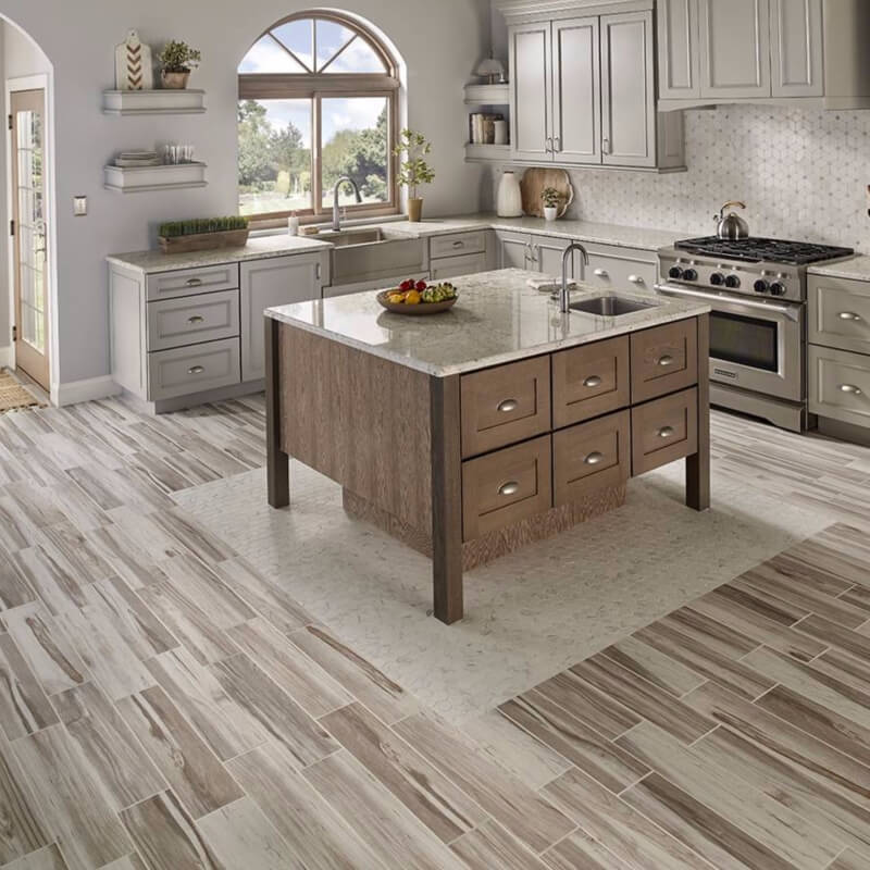 wood look porcelain tile kitchen