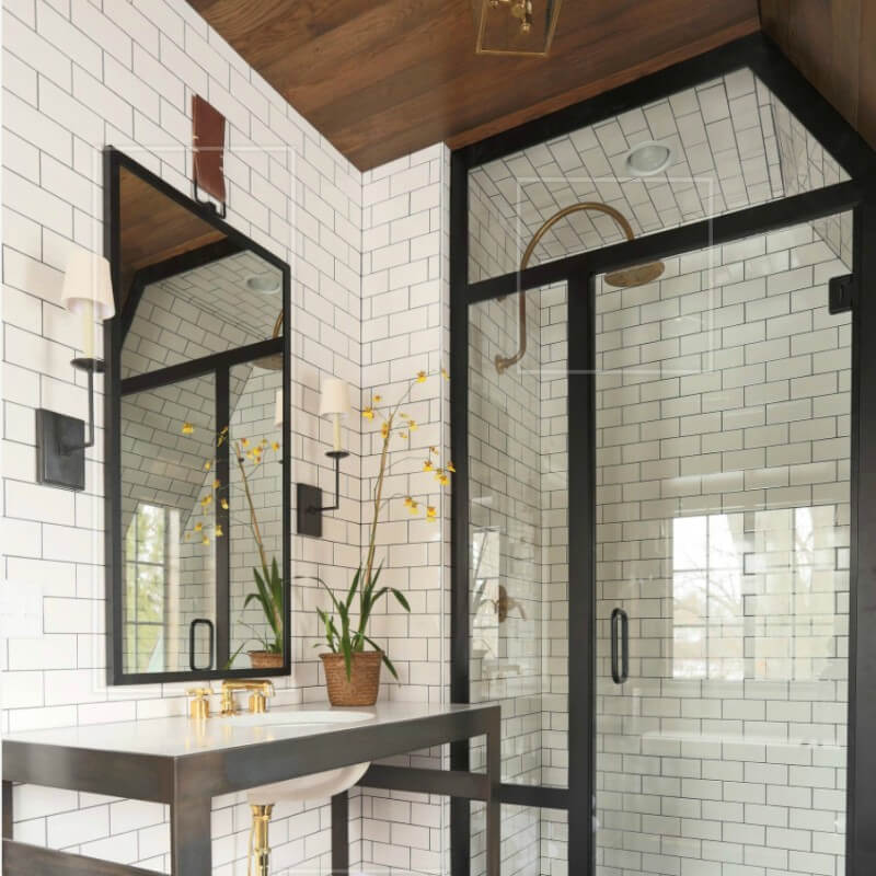 Top 102 Images White Subway Tile Shower With Black Hexagon Floor Updated   White Glossy Subway Tile Wall Shower Bathroom Scene Photo Credit Houzz 