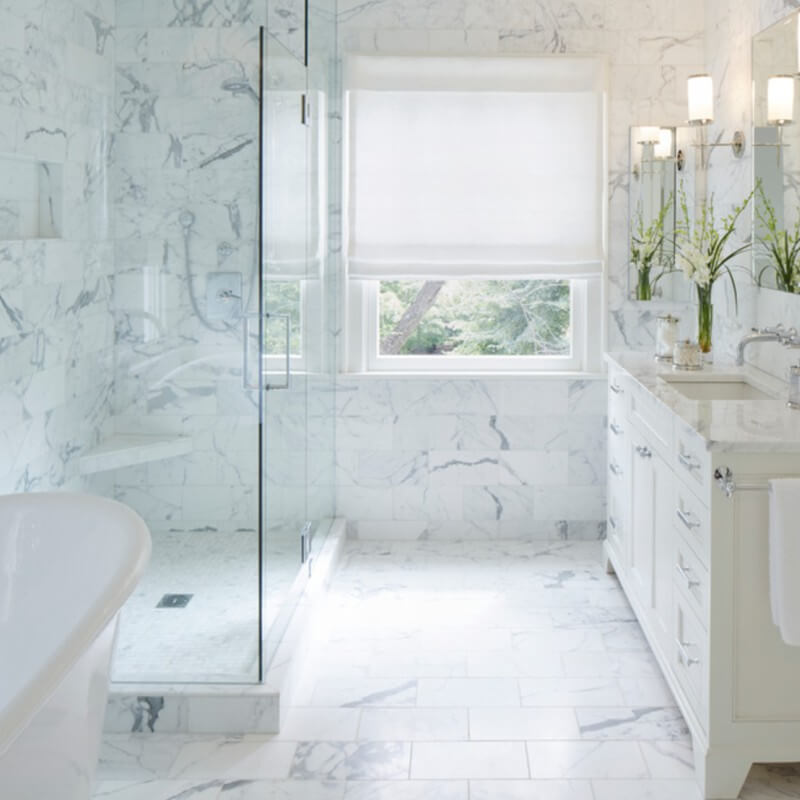 Marble Tile Lookalikes In Porcelain, Marble Bathroom Floor Tile Ideas