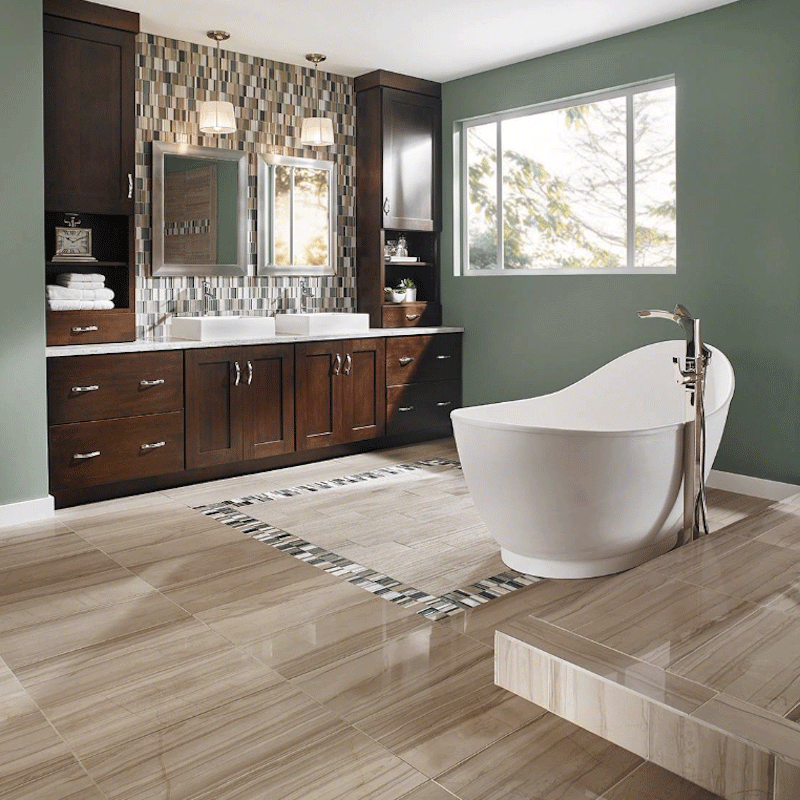 wood plank tile bathroom design