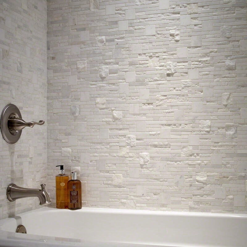 Greecian White Opus Wall Tile Mosaic Natural Stone Shower Surround Bathroom Msi 