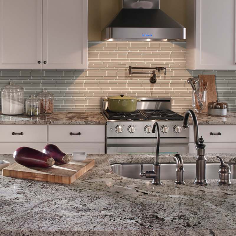 Pebble Interlocking Mosaic Glass Wall Tile Kitchen Backspash Msi 