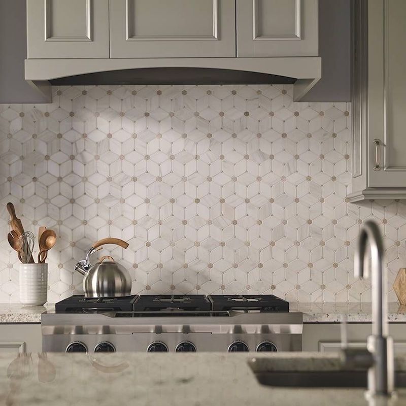 Funky Kitchen Backsplash Ideas Things In The Kitchen   Cecily Pattern Polished Mosaic Backsplash Wall Tile Kitchen Scene Msi 