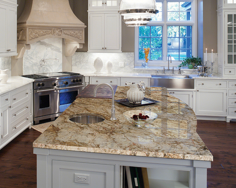 bianco romano granite in cream kitchen