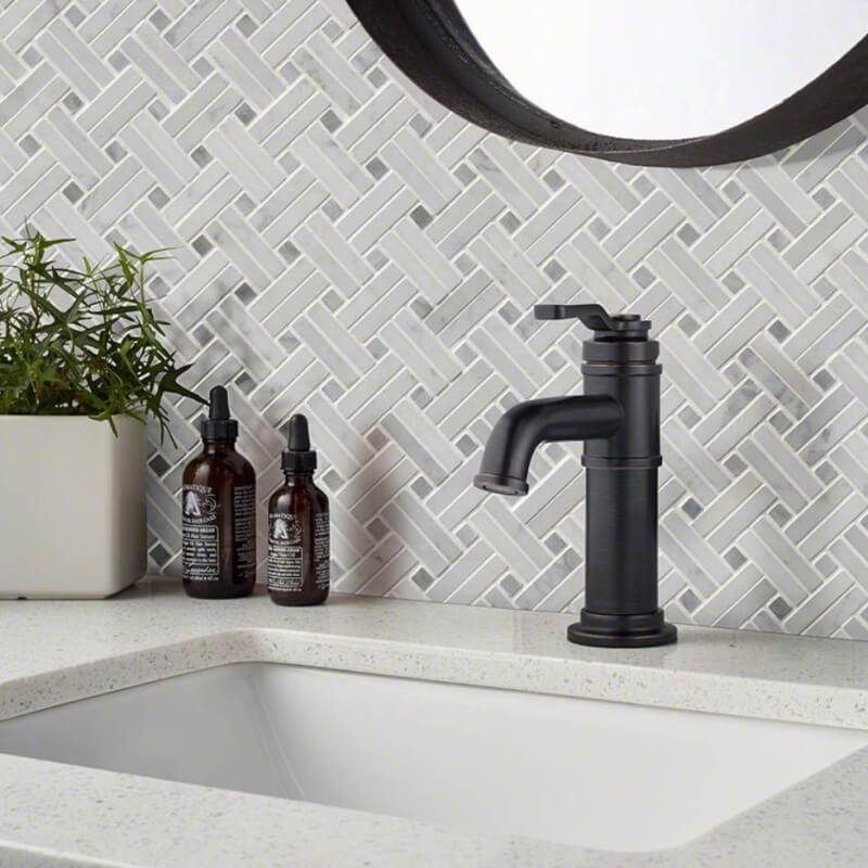 Bathroom Tile Backsplash Pictures Rispa   Carrara White Marble Basketweave Wall Tile Backsplash Msi 