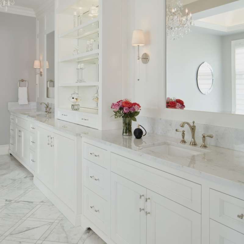 white marble countertops bathroom