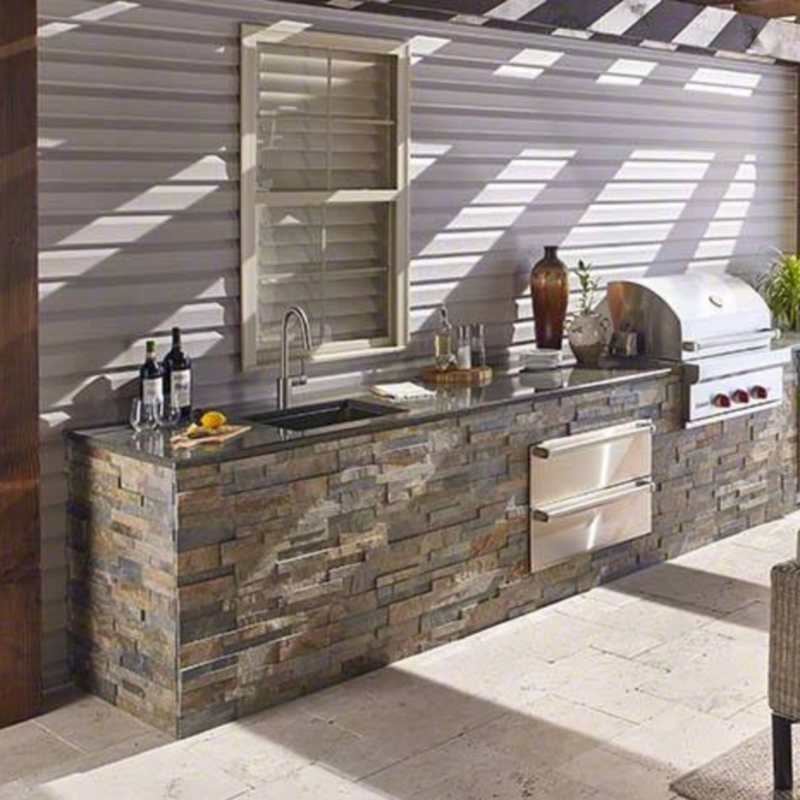 Outdoor Upgrades With Natural Stacked Stone, Installing Stone Veneer On Outdoor Kitchen