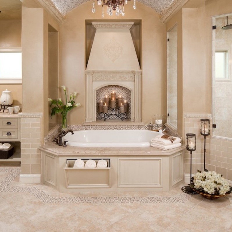 7 Bathrooms Featuring Show Stopping Travertine Tile