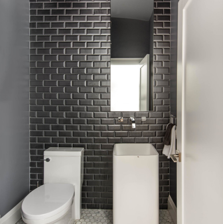 Subway Tile Fresh Interpretations Of The Beloved Classic   Midnight Black Subway Tiles Ceramic Photo Credit Houzz 