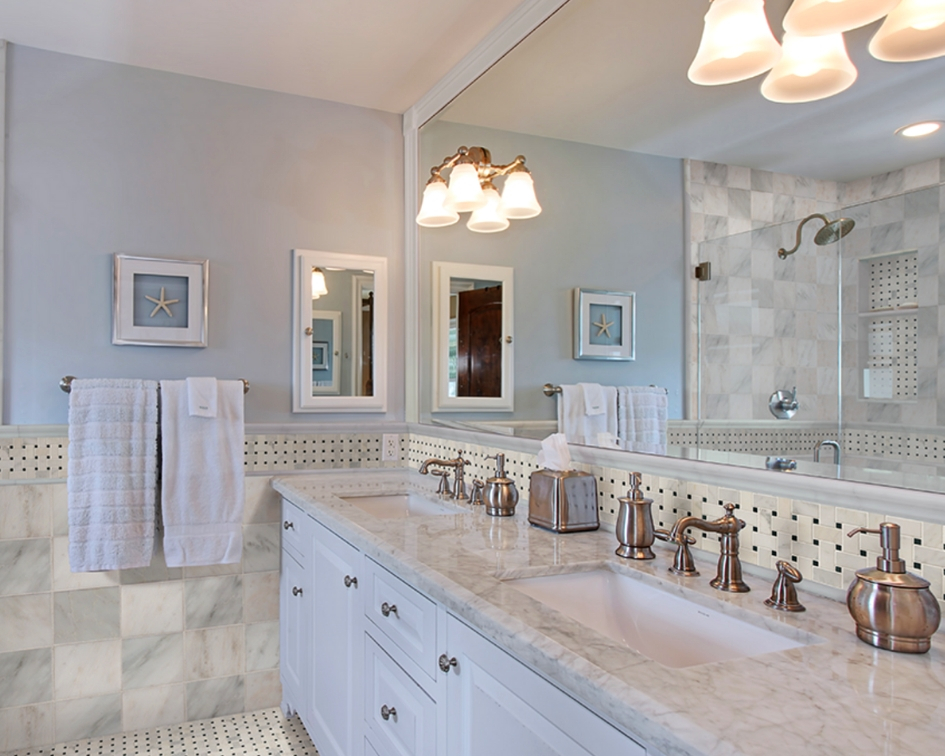 Mini Reno New Marble Countertops On Existing Bathroom Vanities - How To Seal Marble Bathroom Vanity
