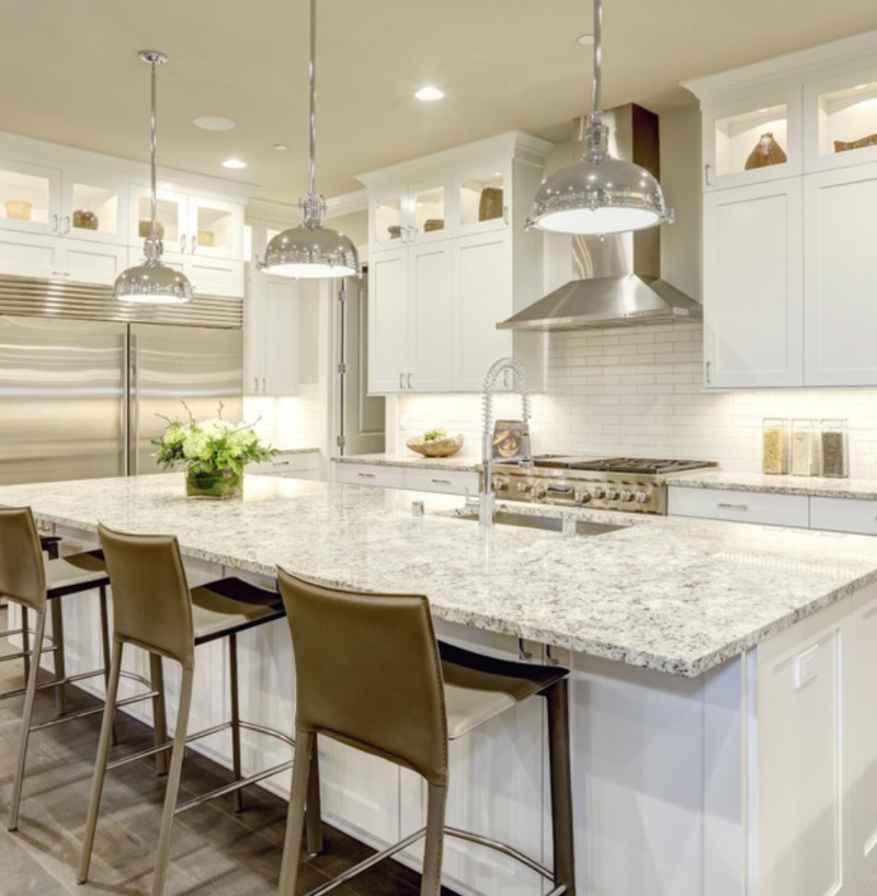 4 Stunning White Granite Countertops For A Kitchen That Pops   Bianco Frost Granite Countertop Photo Credit Houzz 