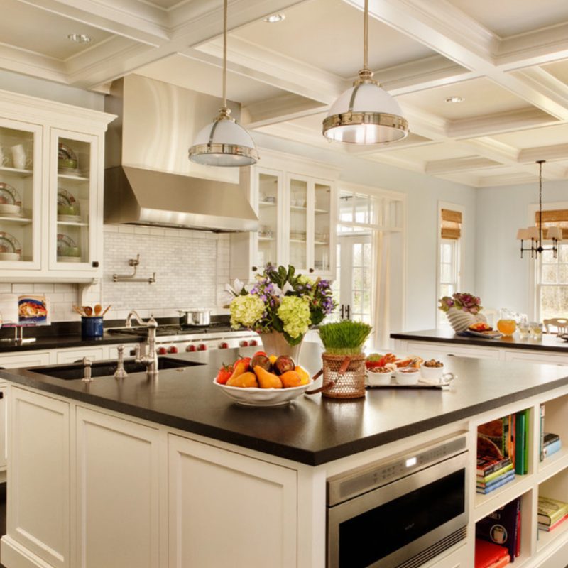 black kitchen cabinets with granite countertops