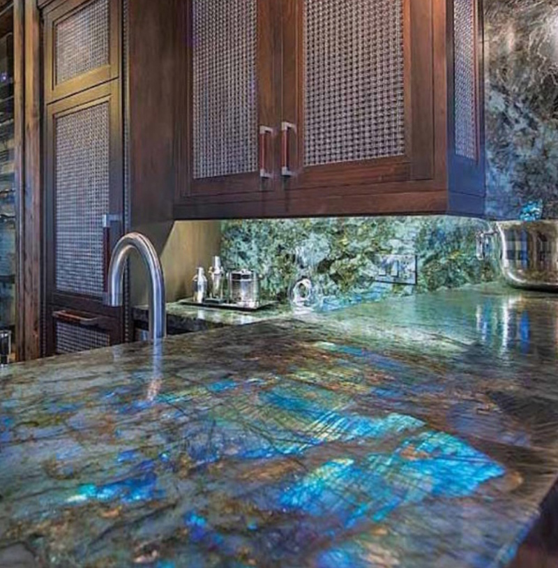 5 Dramatic Statement Making Natural Granite Countertops   Lemurian Blue Brilliant Blue Granite Countertop Houzz 