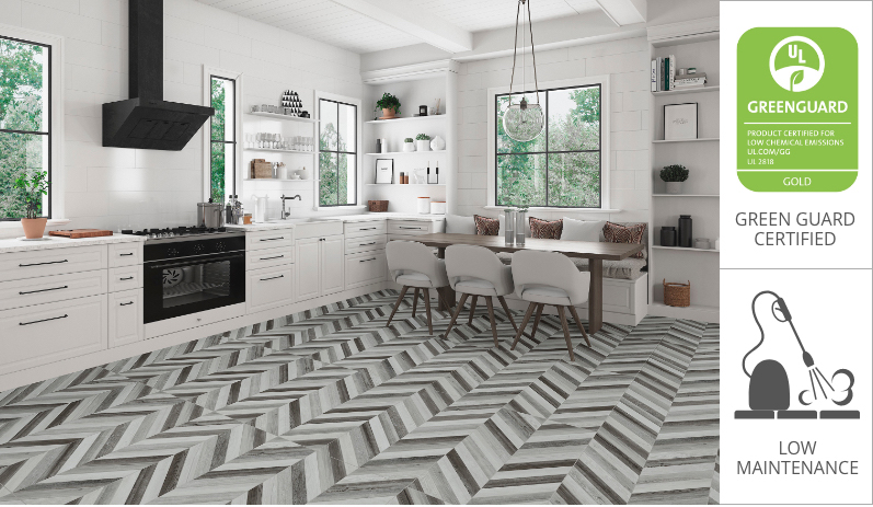 geometric porcelain tile floor