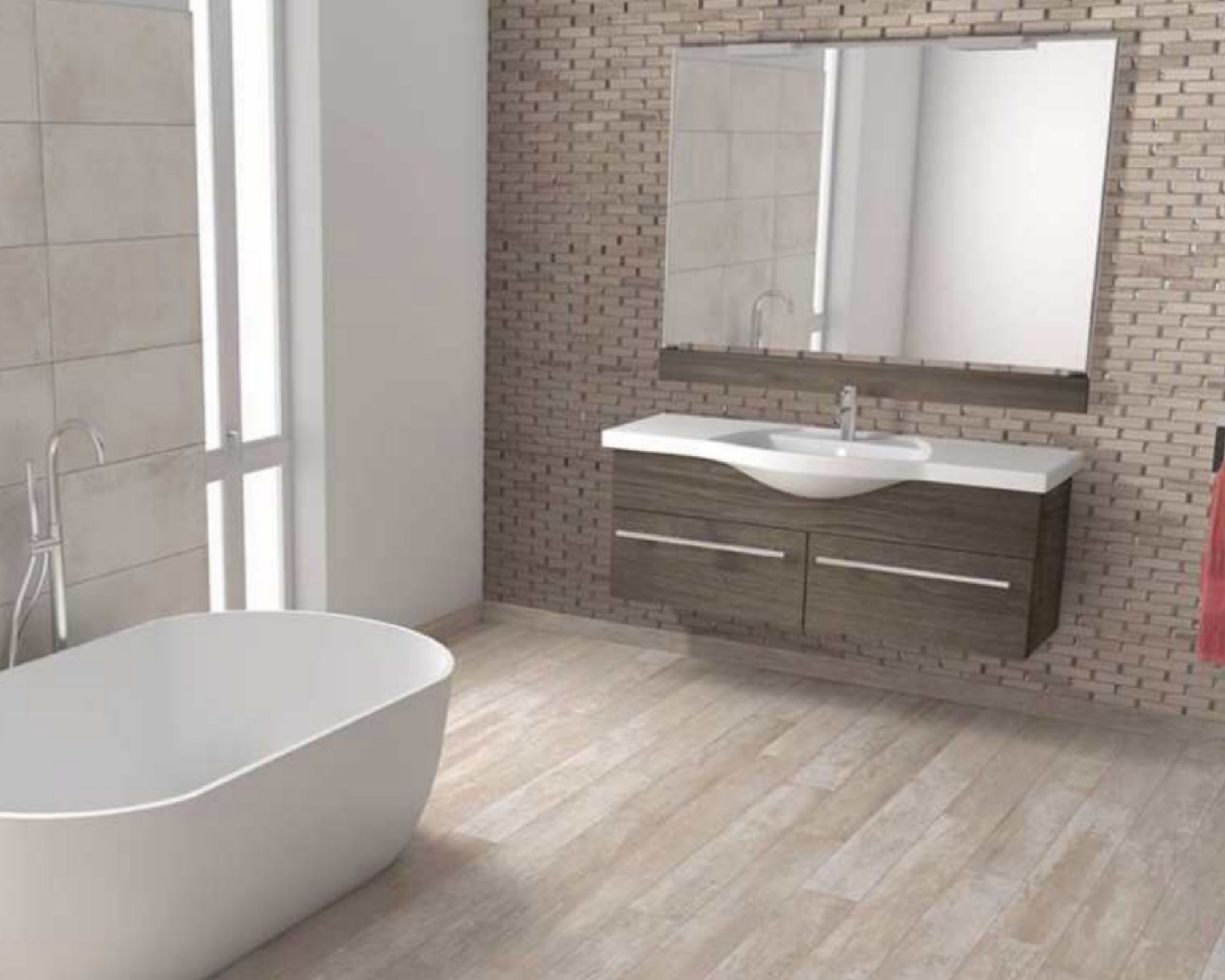 gorgeous bathroom glass and stone backsplash