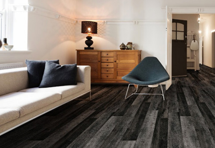 dark gray vinyl plank flooring