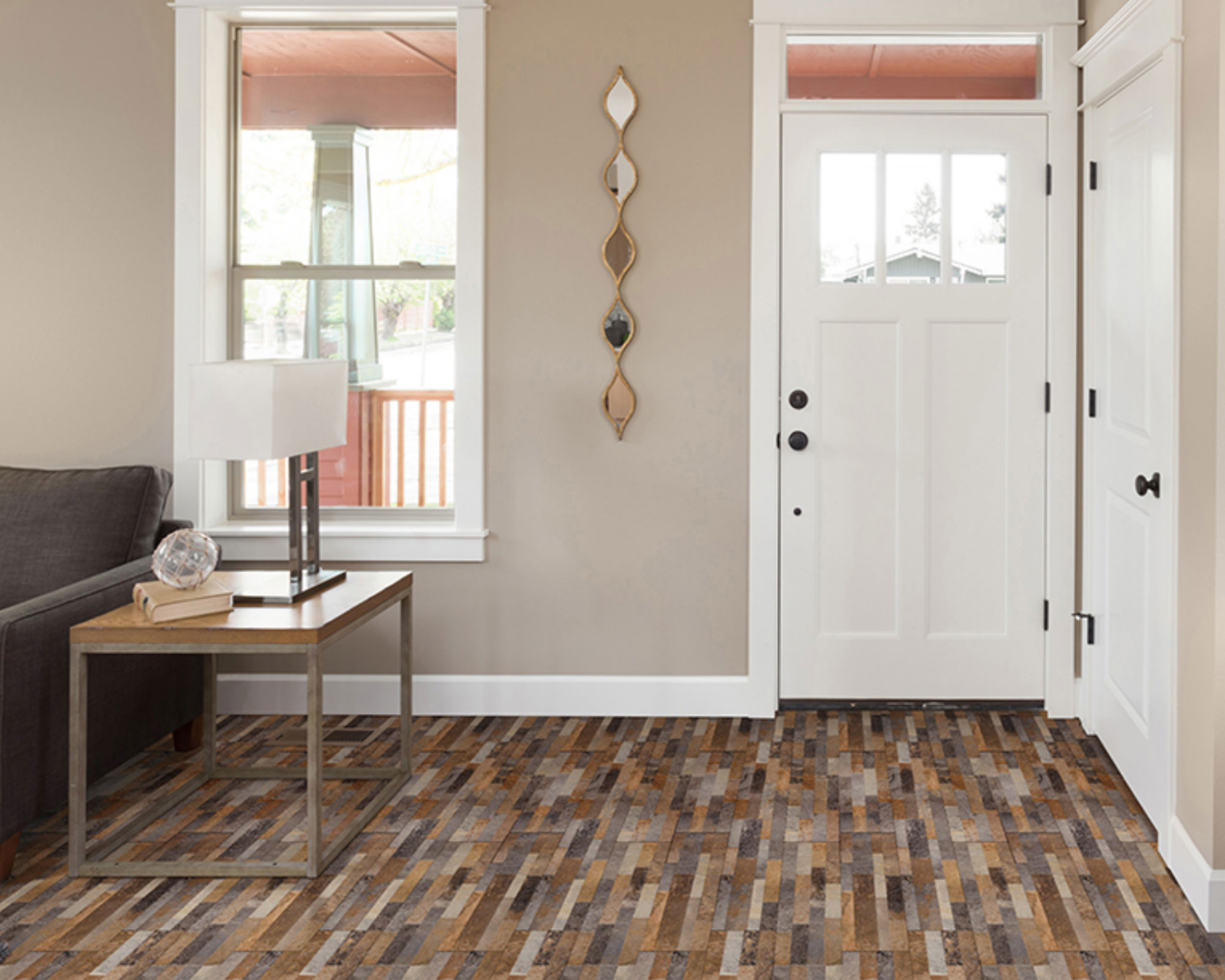 stacked stone panels on the floor