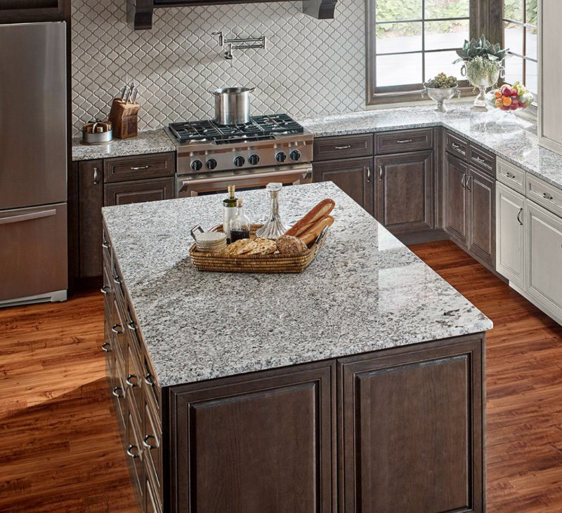 Matching Granite Countertops Tile Backsplashes   Alaska White Speckled Black And White Kitchen Countertop Msi 