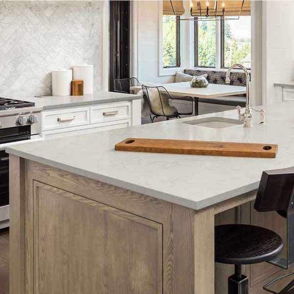 marble look quartz kitchen island