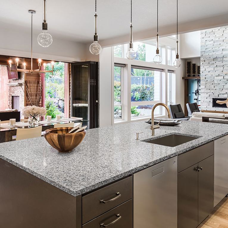 granite countertop island in kitchen