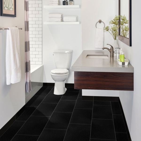 Domino Porcelain Tile, Black Floor Tile Bathroom