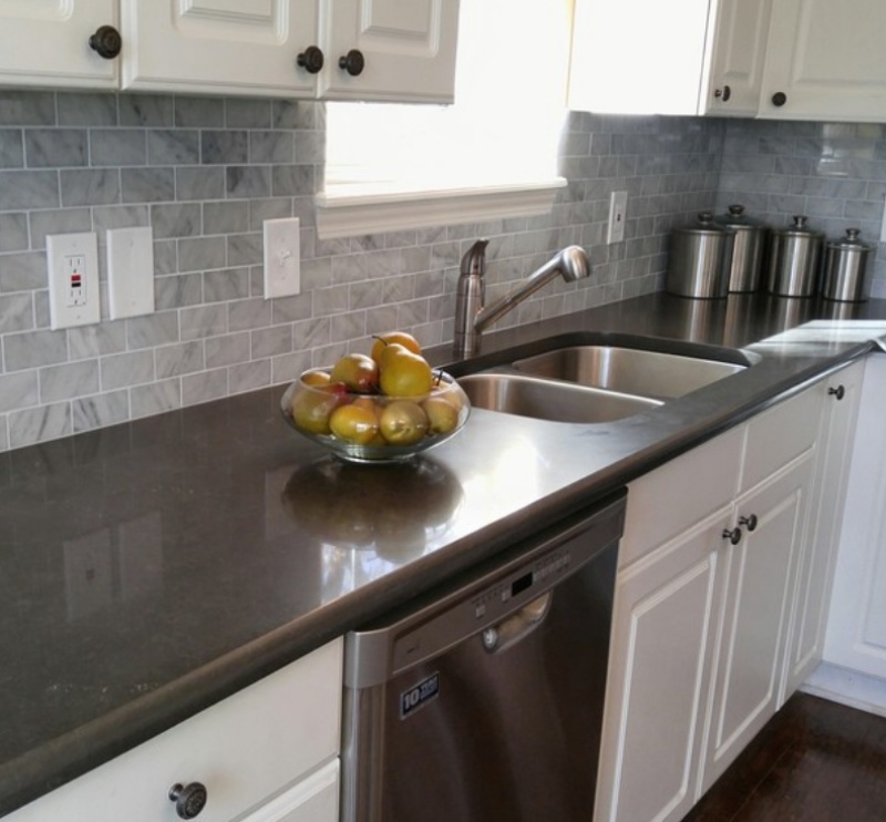 darl gray limstone look quartz countertop