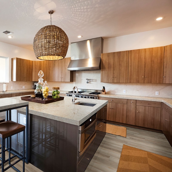 natural wood modern kitchen in neutral tone