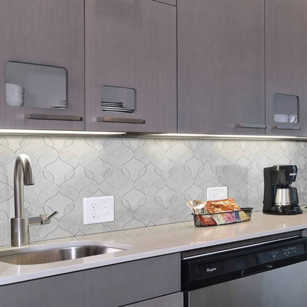 inkjet cut tile marble kitchen backsplash