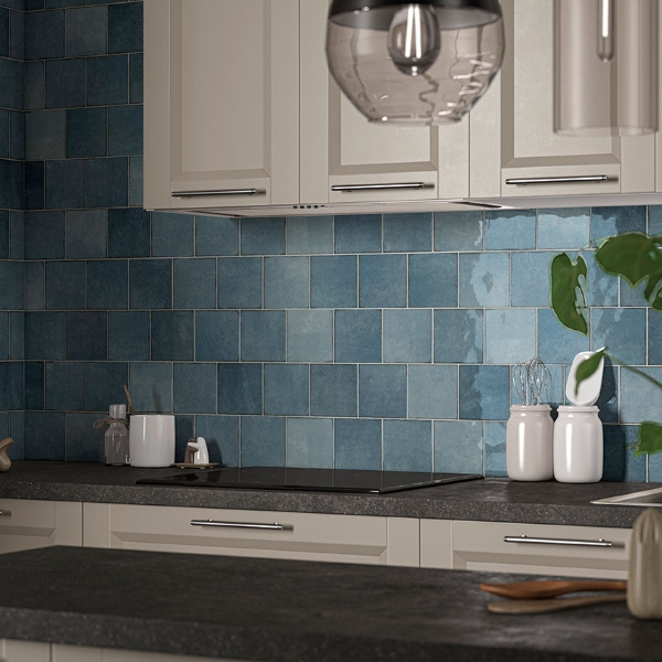 ceramic square backslash in multi tone blue color