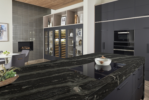 Agatha Black Granite  Black Countertop Island In Contemporary Kitchen Msi 