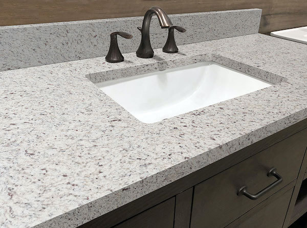 white speckled prfag granite countertop