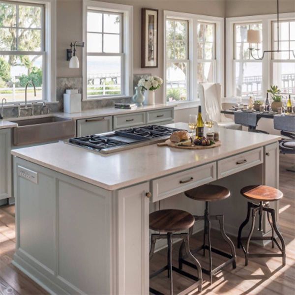 gray quartz kitchen island