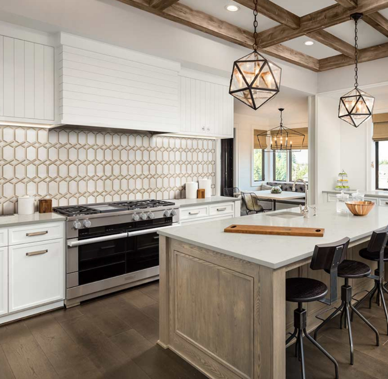 retro pattern large format backsplash kitchen tile