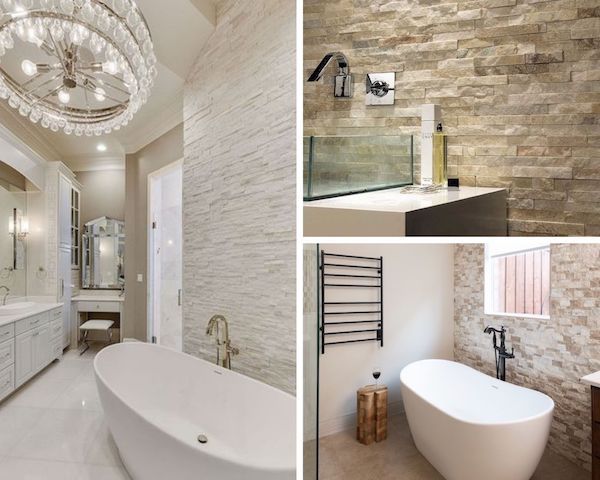 stacked stone in bathrooms