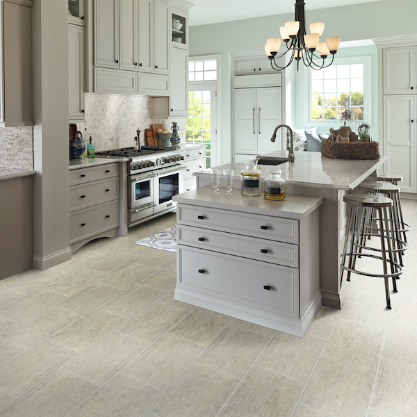 The Benefits Of Porcelain Tile Floors In Your Kitchen   Msi Cloud Porcelain Stone Look Kitchen Flooring In Contemporary Farmhouse 