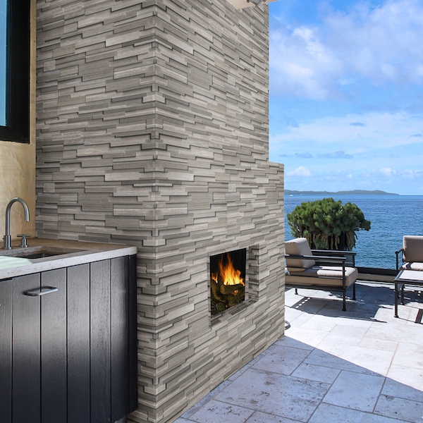 modern stone veneer fireplace