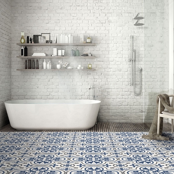 Porcelain Tile, Blue And White Bathroom Floor Tiles Uk