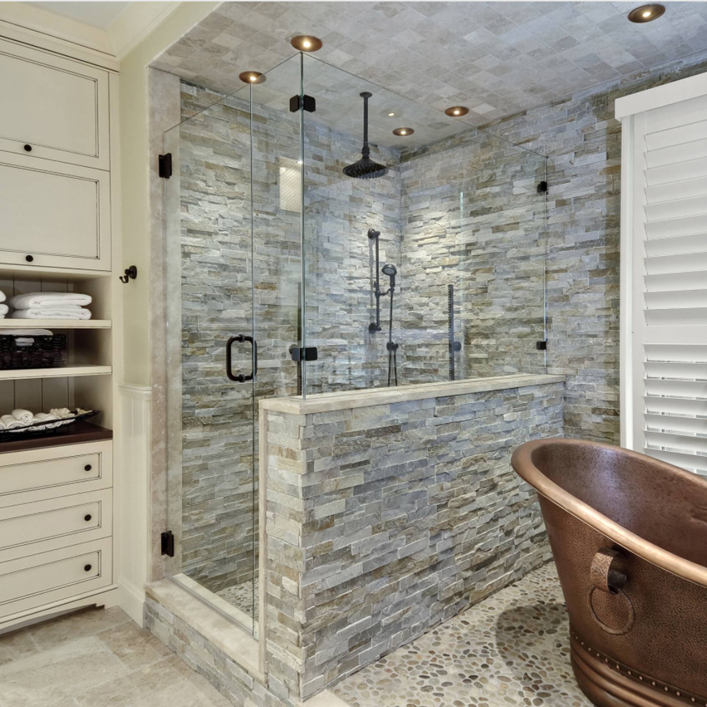 Stacked Stone Shower Walls