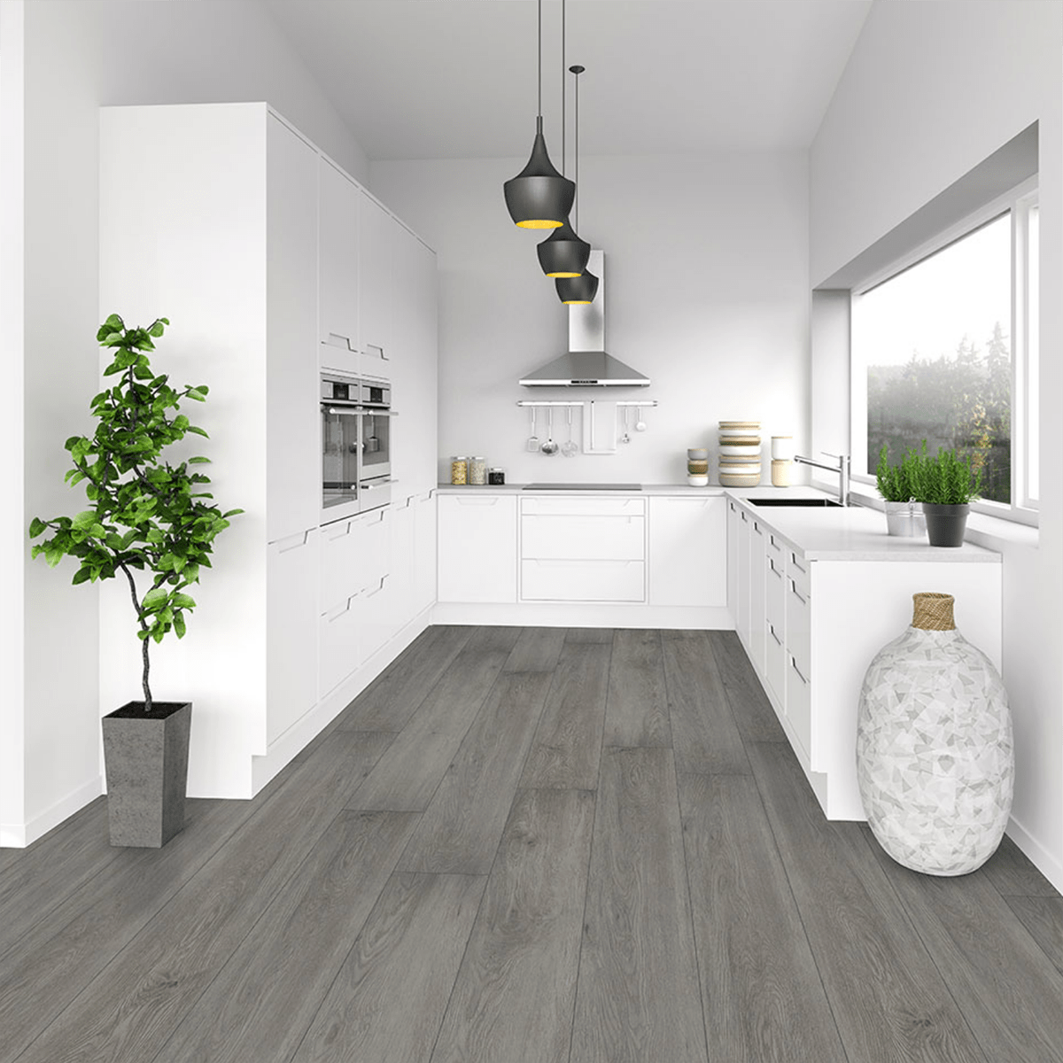 Grey Kitchen Lino Flooring Things In The Kitchen