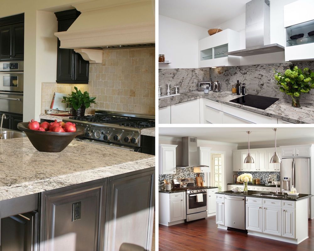 Modern Beige Kitchen With Black Granite Counter Interior 3d