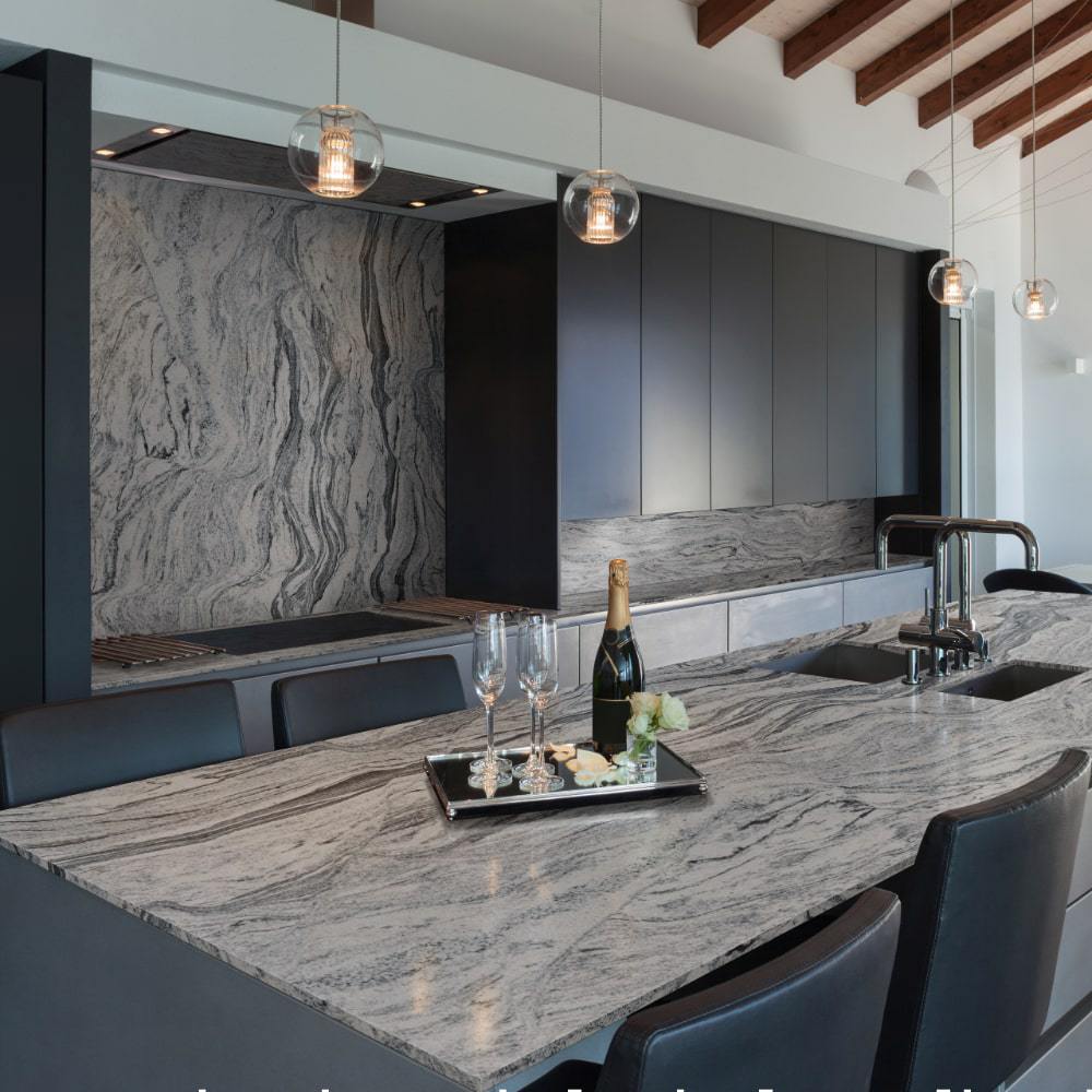 5 Dramatic Kitchens With Granite Countertops And Granite Backsplashes