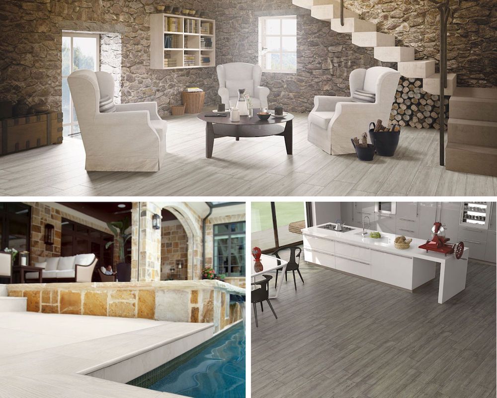 Large Format Wood Look Tile In Coordinating Indoor/Outdoor Tile And Pavers