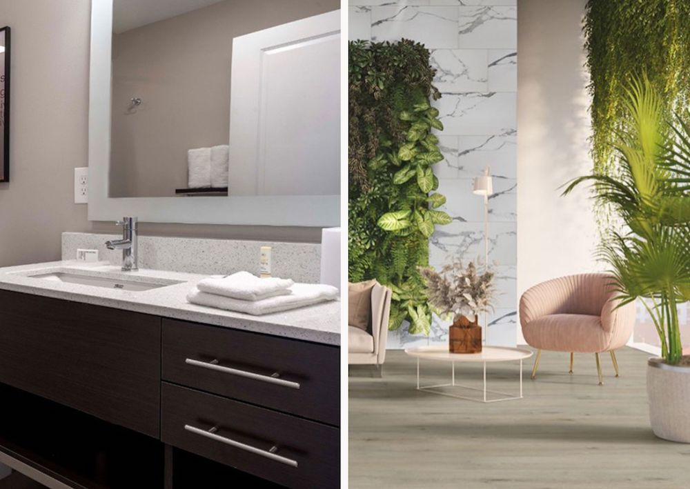 Affordable Hotel Flooring And Bathroom Countertop Upgrade Ideas