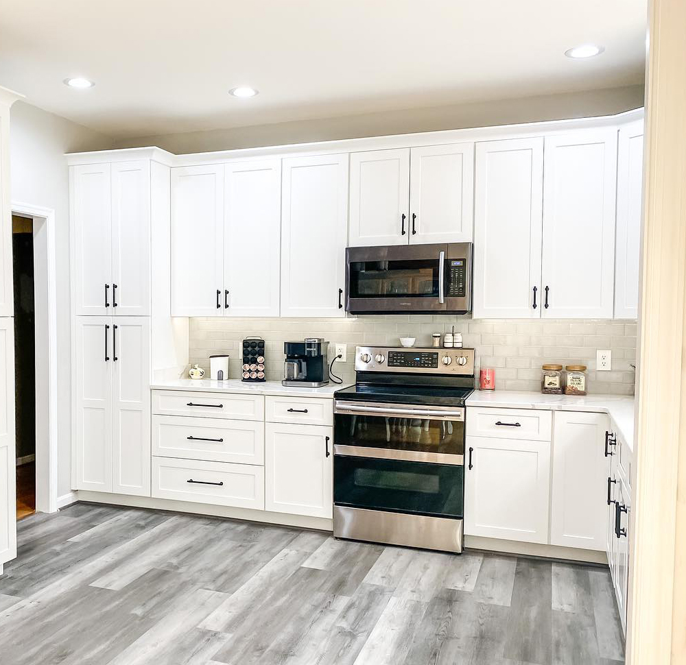 vinyl flooring kitchen white cabinets